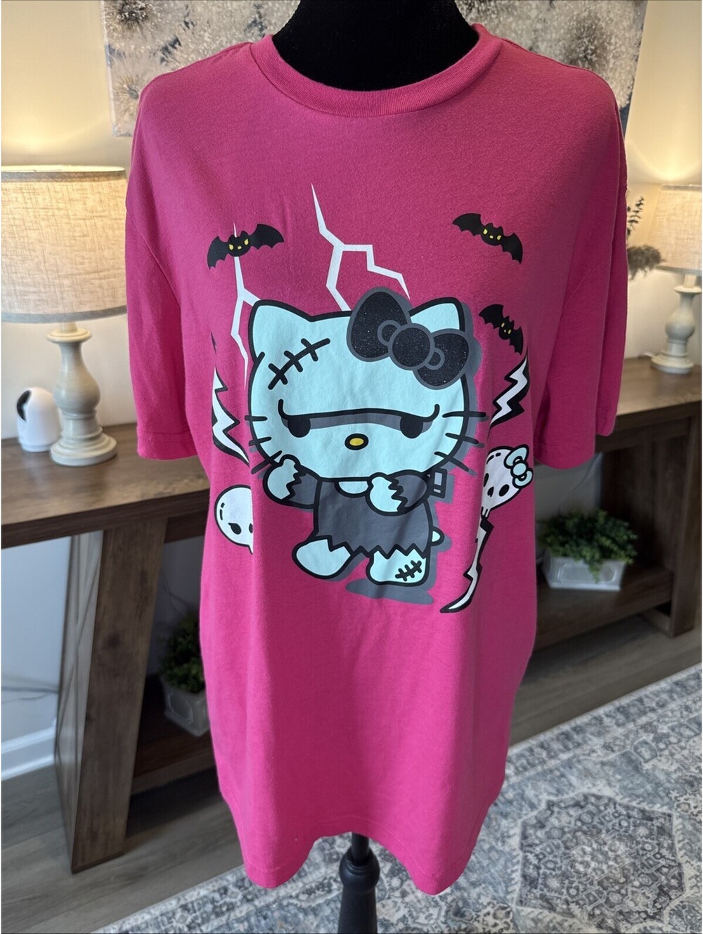 Sanrio Hello Kitty Zombie Tee. Glow And Glitter. Size L Halloween Spooky